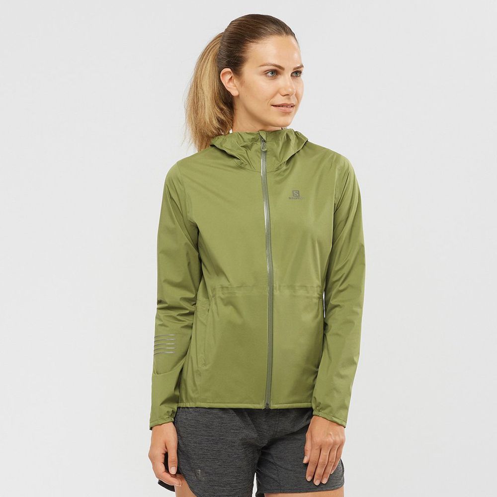 Vestes Salomon Femme Vert Olive - Salomon LIGHTNING WATERPROOF - France (2318-XQLYB)